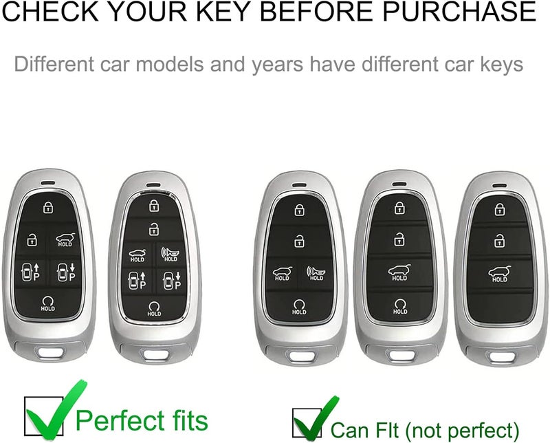 CACARLIKE for Hyundai Key Fob Cover with Leather Lanyard, Car Key Fob Case Compatible with 2023 2022 2021 2020 Hyundai Sonata Santa fe Tucson Smart Key Protector Holder - Image 2